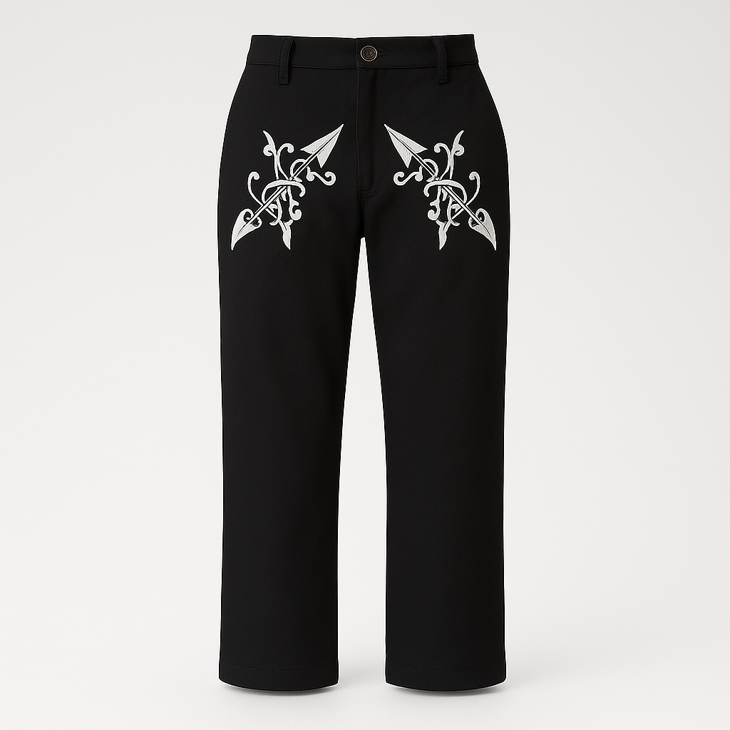 Embroidered Pants – Black&White